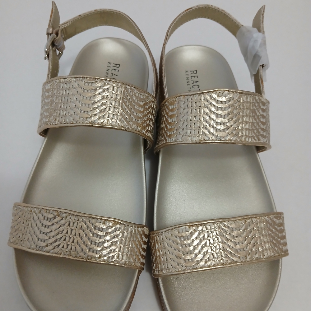 Kenneth Cole Metallic Gold Woven-Strap Platform Sandals Size 8.5 Med New $40 - Picture 2 of 8